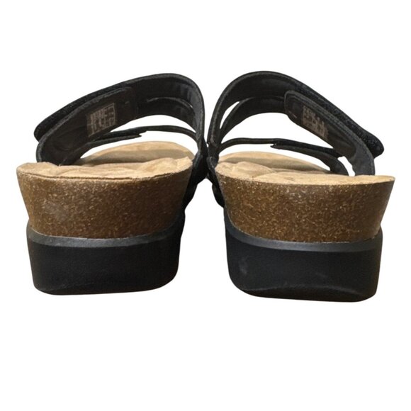 Clarks Calenne Maye Women's Black Leather Wedge Slide Sandals Two Straps Size 11 - Picture 4 of 14